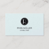 Carte De Visite Azure Mist Professional Chic Plain et Monogramme (Devant)