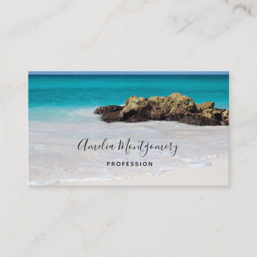 Carte De Visite Azure Ocean Sandy Beach Photo (Devant)