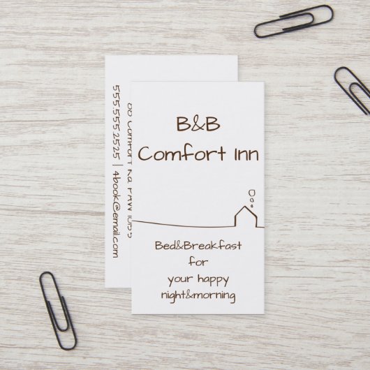 Carte De Visite B&B Comfort Inn (Devant/Arrière en situation)
