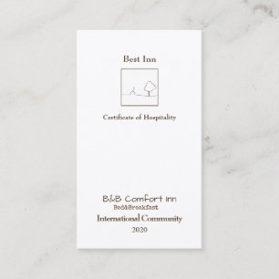 Carte De Visite B&B Comfort Inn International Community 2020
