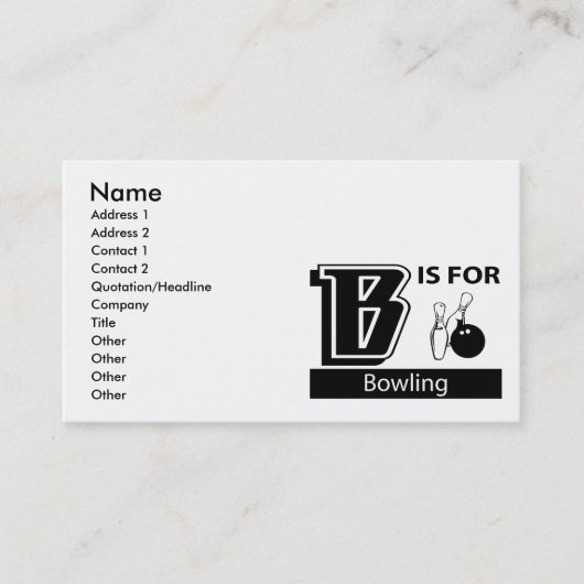Carte De Visite B est pour le roulement (Devant)