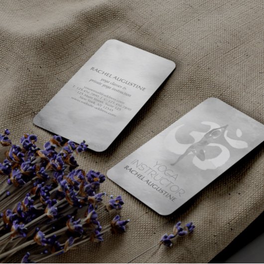 Carte De Visite B&W Aquarelle Yoga Méditation Arbre Pose Om Symbol