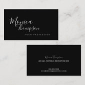 Carte De Visite b/w écriture manuscrite cursive style de police fé (Devant / Derrière)