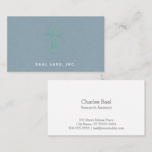 Carte De Visite Baal (style d'impression typographique, deux (Devant / Derrière)