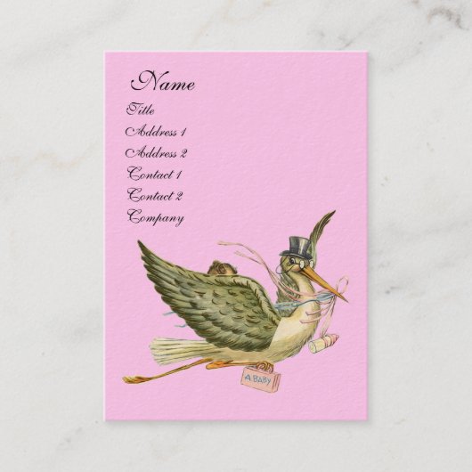 CARTE DE VISITE BABILLAGE DE BÉBÉ CIGOGNE (Devant)