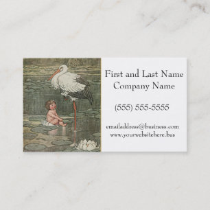 Carte De Visite Baby and Stork Vintage Retro Conte de fées pour en