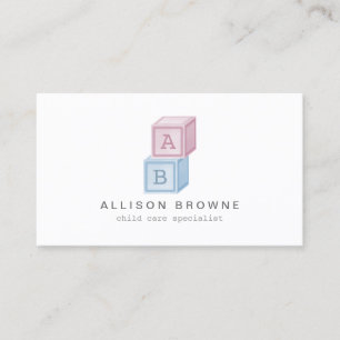 Carte De Visite Baby Blocks Monogram Garde d'enfants, Babysitter C