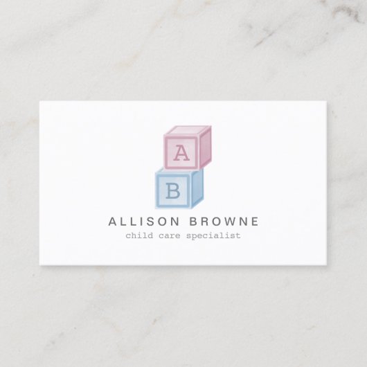 Carte De Visite Baby Blocks Monogram Garde d'enfants, Babysitter C (Devant)