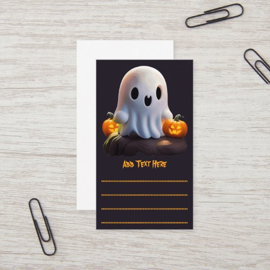 Carte De Visite Baby Ghost Déplaisant mignon caractère Halloween (Devant/Arrière en situation)