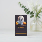 Carte De Visite Baby Ghost Déplaisant mignon caractère Halloween (Debout devant)