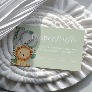 Carte De Visite Baby shower animal Safari Déchets Raffle