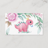Carte De Visite Baby shower B de la couche de Dinosaure rose Princ (Dos)