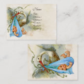 CARTE DE VISITE BABY SHOWER BLEU STORK (Devant / Derrière)