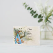 CARTE DE VISITE BABY SHOWER BLEU STORK (Debout devant)