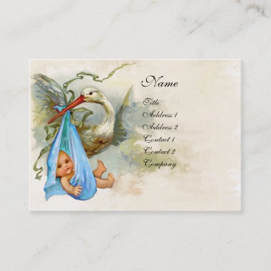 CARTE DE VISITE BABY SHOWER BLEU STORK (Devant)