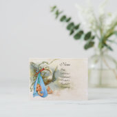 Carte De Visite BABY SHOWER BLEUE STORK Pearl Blanc Shimmer (Debout devant)
