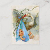 Carte De Visite BABY SHOWER BLEUE STORK Pearl Blanc Shimmer (Dos)