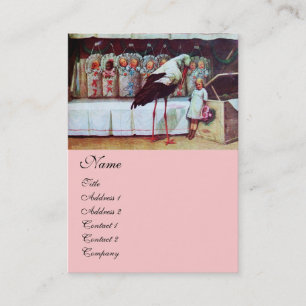 Carte De Visite BABY-SHOWER CIGOGNE rose