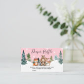 Carte De Visite Baby shower de bois rose d'hiver Raffin de couche (Debout devant)