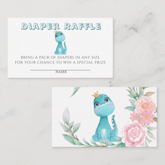 Carte De Visite Baby shower de carafe de la princesse Dinosaur Peo (Devant / Derrière)