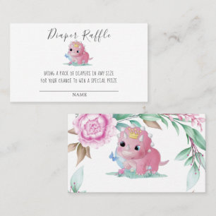 Carte De Visite Baby shower de carafe Princess Pink Dinosaur