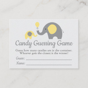 Carte De Visite Baby shower Eléphant Jaune Candy Guider Jeu