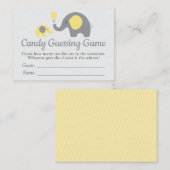 Carte De Visite Baby shower Eléphant Jaune Candy Guider Jeu (Devant / Derrière)