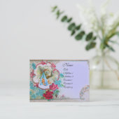 Carte De Visite Baby shower FLEURI AVEC MONOGRAMME ROSE (Debout devant)