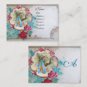 Carte De Visite Baby shower FLEURI AVEC MONOGRAMME ROSE (Devant / Derrière)