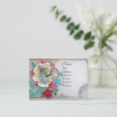 Carte De Visite Baby shower FLEURI AVEC MONOGRAMME ROSE (Debout devant)