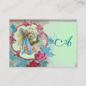 Carte De Visite Baby shower FLEURI AVEC MONOGRAMME ROSE (Dos)