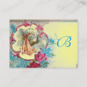 Carte De Visite Baby shower FLEURI AVEC MONOGRAMME ROSE (Dos)