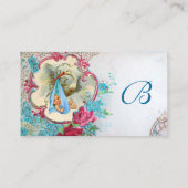 Carte De Visite Baby shower FLEURI AVEC MONOGRAMME ROSE (Dos)