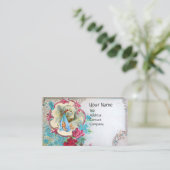 Carte De Visite Baby shower FLEURI AVEC MONOGRAMME ROSE (Debout devant)