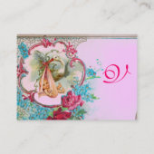 Carte De Visite Baby shower FLORAL ROSES MONOGRAM Rose Lilac (Dos)