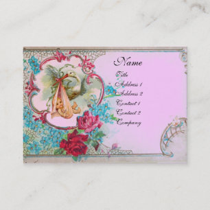 Carte De Visite Baby shower FLORAL ROSES MONOGRAM Rose Lilac