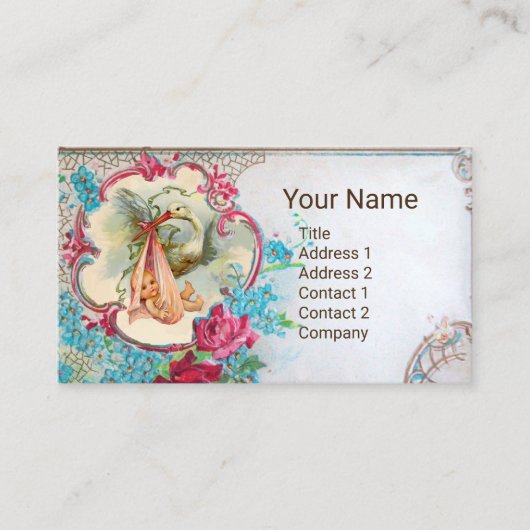 Carte De Visite Baby shower FLORALE ROSE ROSE ROSE ROSE MONOGRAM (Devant)