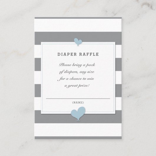 Carte De Visite Baby shower Gris Gris Refus de couche de fermeture (Devant)
