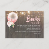 Carte De Visite Baby shower Livres Demande Pink Gold Floral Balloo (Devant)