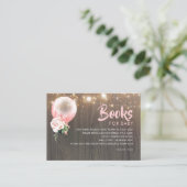 Carte De Visite Baby shower Livres Demande Pink Gold Floral Balloo (Debout devant)