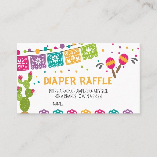 Carte De Visite Baby shower mexicain Boho Fiesta Déchets Raffle (Devant)