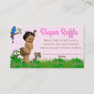 Carte De Visite Baby Shower Safari Fille Africaine Tirage au Sort