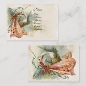 CARTE DE VISITE BABY SHOWER STORK 2 (Devant / Derrière)