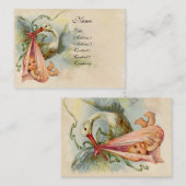 CARTE DE VISITE BABY SHOWER STORK 2 (Devant / Derrière)