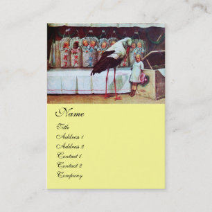 Carte De Visite BABY SHOWER STORK jaune
