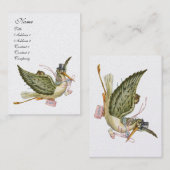 Carte De Visite BABY SHOWER STORK, papier perle blanche rose (Devant / Derrière)