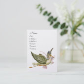 Carte De Visite BABY SHOWER STORK, papier perle blanche rose (Debout devant)