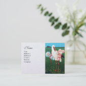Carte De Visite BABY SHOWER STORK TWIN, papier perle blanc (Debout devant)