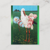 Carte De Visite BABY SHOWER STORK TWIN, papier perle blanc (Dos)