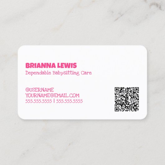 Carte De Visite Babysitter (Dos)